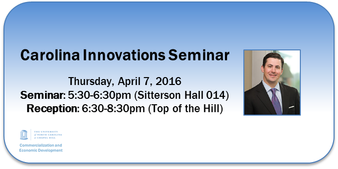 Funding start-ups: Mike Dial (HVP) joined by Joe Nixon (<a href="/ncbiotech/">NCBiotech #NCLifeSciences</a>) at our April 7th seminar research.unc.edu/offices/otd/ab…