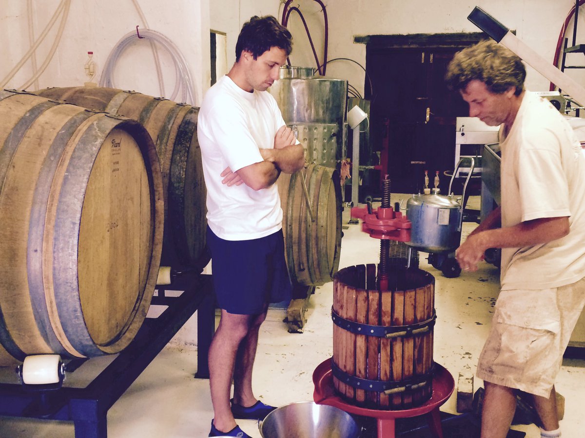 Bringing out our first press, 8 years later! The epitome of garagiste family wine, Abingdon Nebbiolo, 40 liters.