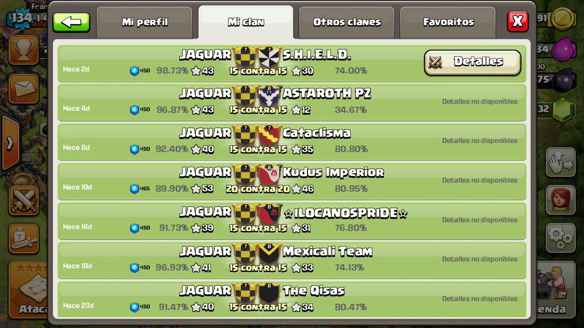 JaguarCoC's tweet photo. Actualizando enfrentamientos. 4 victorias mas para seguir la racha #58consecutivas aunq SC solo coloque 54 😒 https://t.co/8oqP3BvWPk