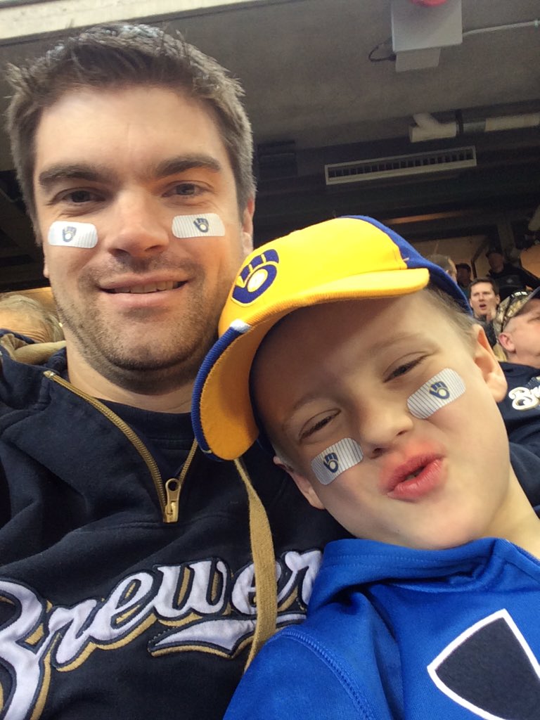 ShaneKindred's tweet photo. #brewersmvpix trying to get on the scoreboard at miller park #skippingschool for the right reasons https://t.co/csm7AaZ7y9