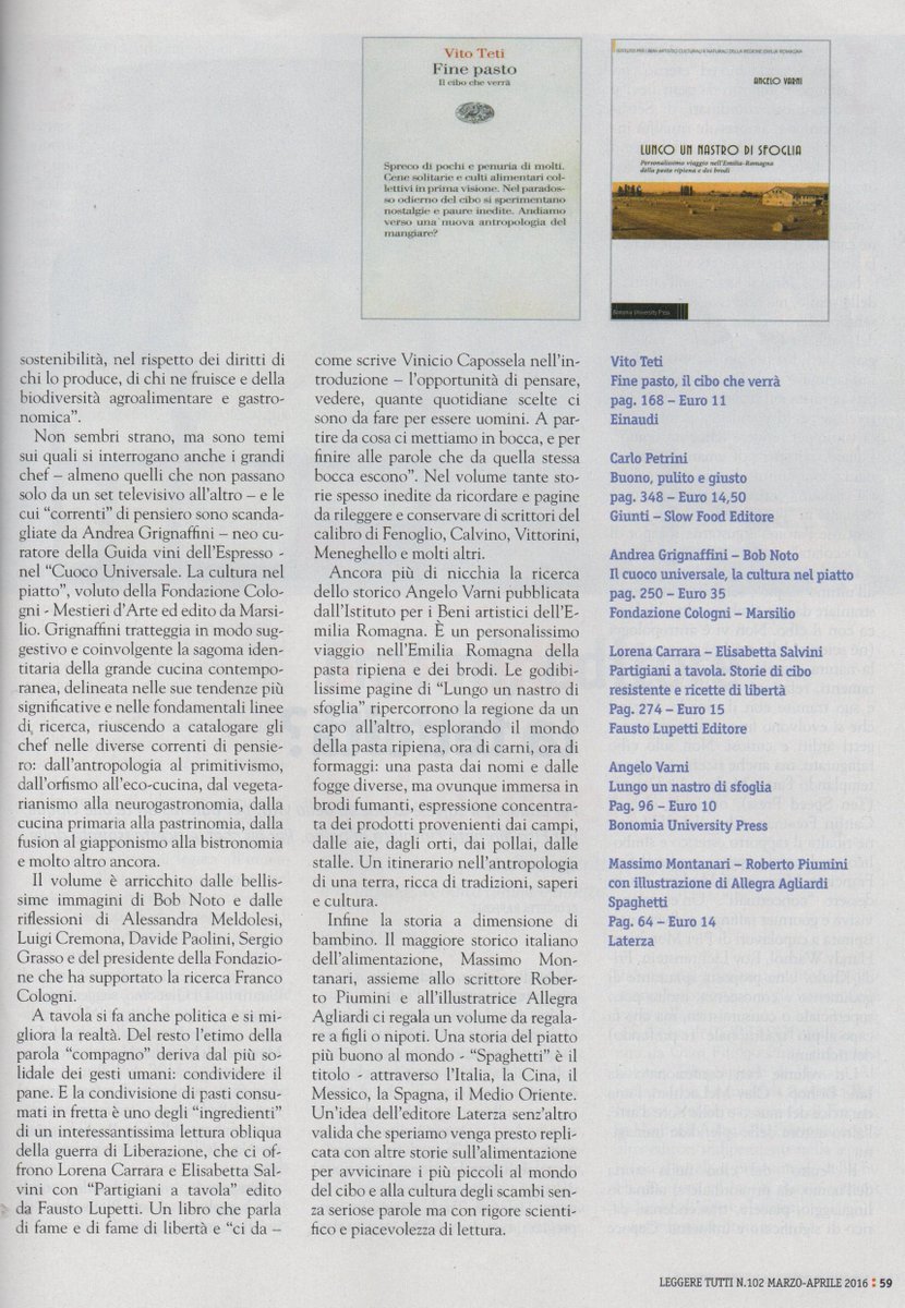 Qualche mio suggerimento (spero non banale) di letture sul cibo. Da @leggeretutti di aprile