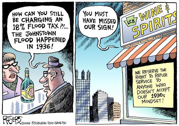 PittsburghPG's tweet photo. Today's @Rob_Rogers' cartoon: Flood Tax https://t.co/jr4sKdgmuC https://t.co/nbz52S34xi