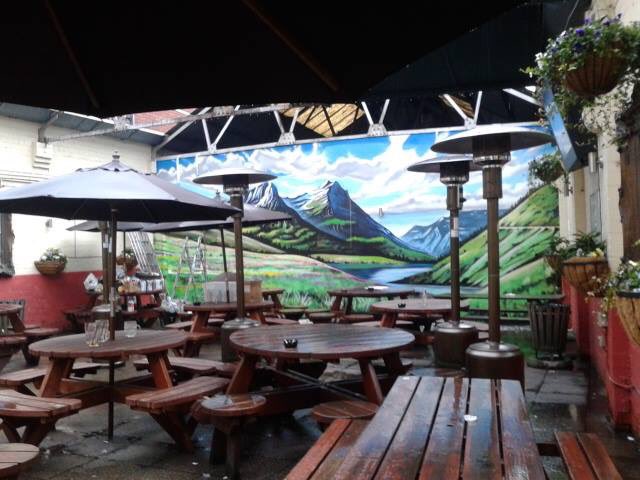 HogsheadWolves's tweet photo. We Love it! Our new #beergarden mural #Hogshead #Hogsheadwolves #mural #mountains #view https://t.co/7YwpPJBL3v