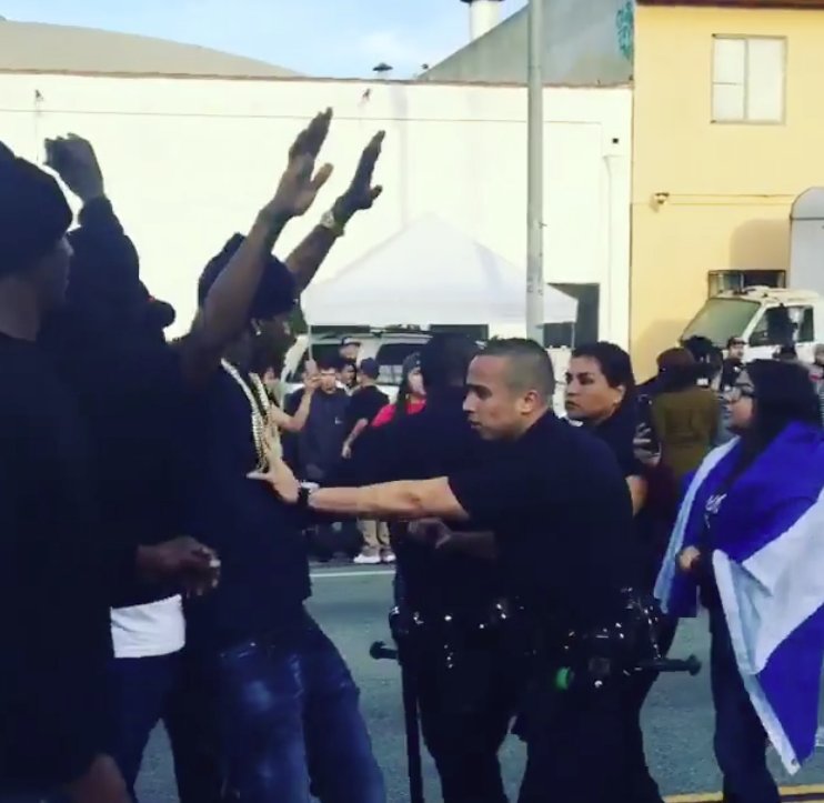 XXL's tweet photo. Cops shut down @NipseyHussle and @YG's video shoot for "FDT" https://t.co/OJD54mgtIE https://t.co/ut1HJHnhWG
