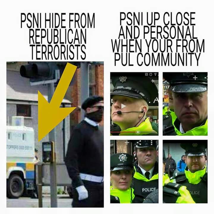 Cromwellsarmy72's tweet photo. @WestBelfastUPRG @VanguardBears @PoliceServiceNI As per usual sir  #DoubleStandardsExposed #ForwardWithArlene https://t.co/6aY9v42b54