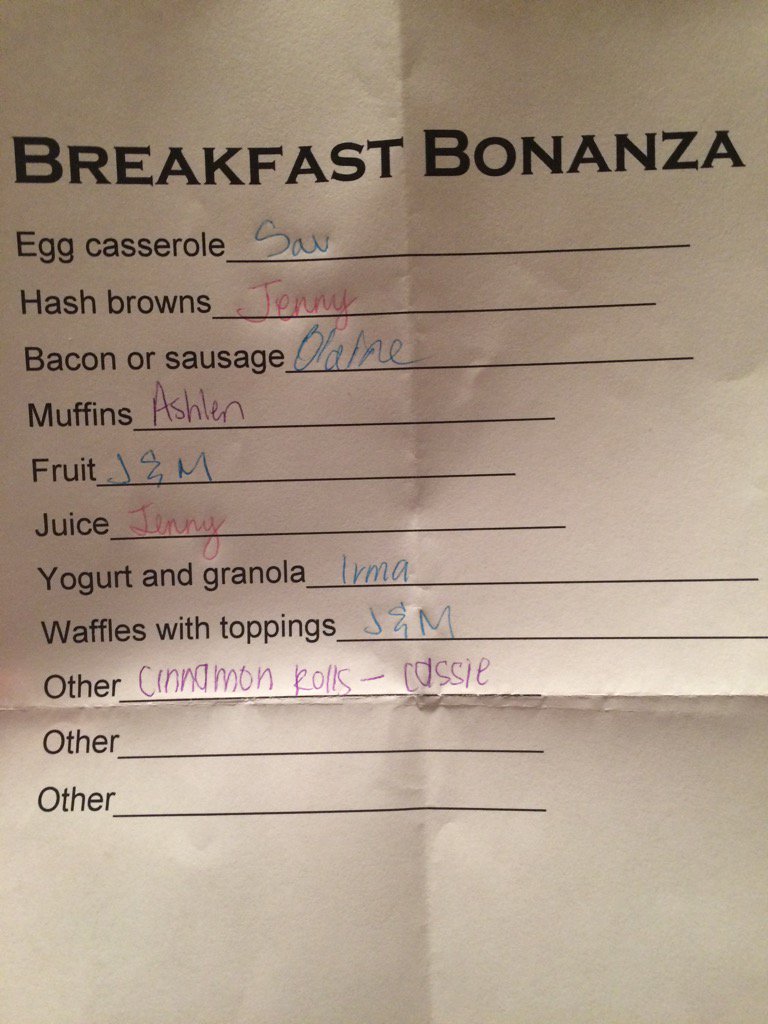 TheRockMHK's tweet photo. Breakfast Bonanza!! See yall soon. Don't forget to think about the tract questions for discussion tonight! https://t.co/BfhdT2UBg6