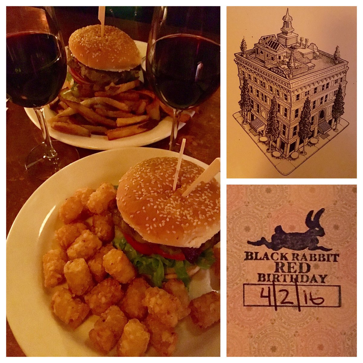 daveinportland's tweet photo. @CaptainNeon Happy belated birthday to #BlackRabbitRed #mcmenamins #happybirthday #wine #dinner #passport #yummy https://t.co/rjYJhDfwnG