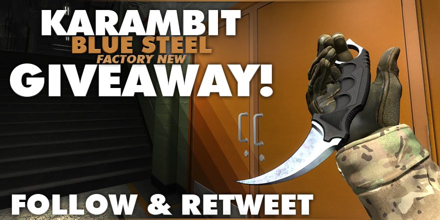 CSGODouble's tweet image. ★ Karambit | Blue Steel (Factory New) Giveaway! Retweet &amp;amp; follow for a chance to win! Winner drawn on April, 17th.