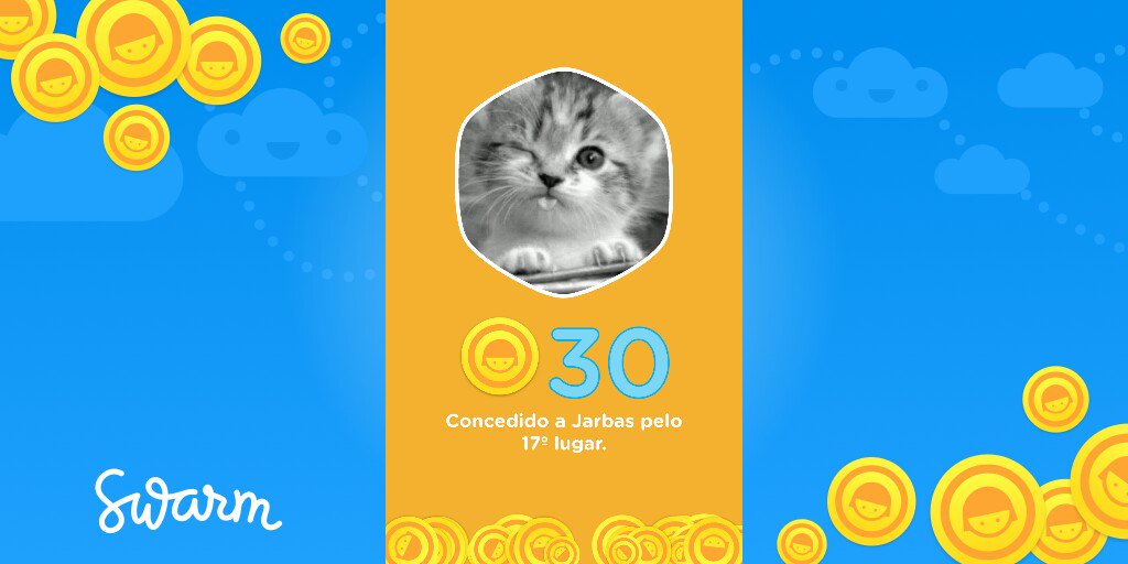 Acabo de receber 30 moedas de bônus por ter chegado em 17º lugar no placar do Swarm <a href="/swarmapp/">Swarm by Foursquare</a>