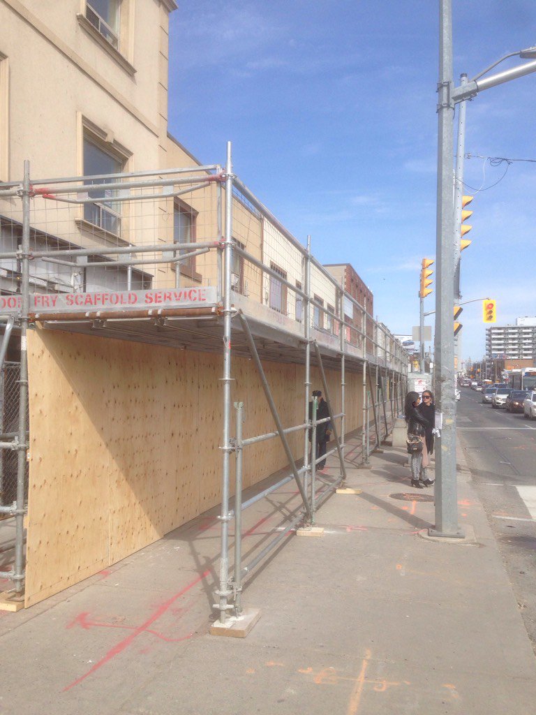 DonFryScaffold's tweet photo. Overhead protection on Eglinton Ave. W #Toronto #SafetyFirst #Scaffolding #OverheadProtection https://t.co/6RuduuucRy