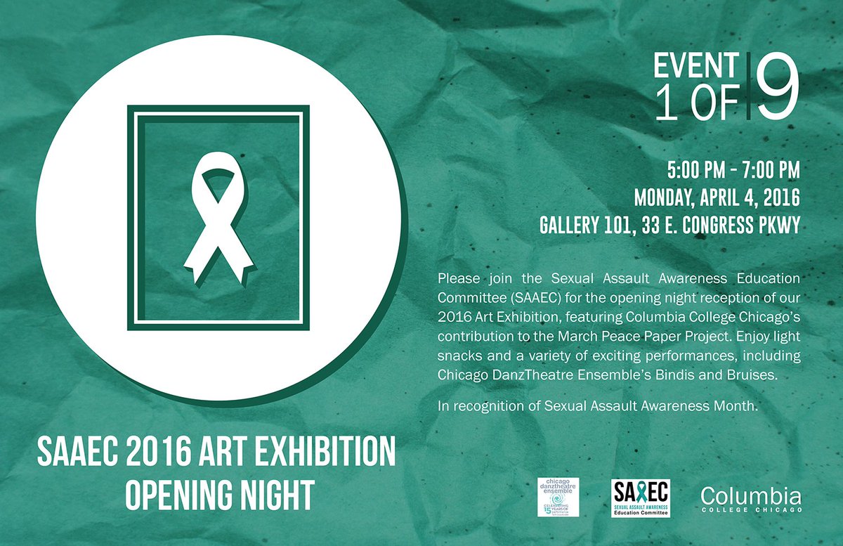 TONIGHT, SAAEC 2016 Art Exhibition is being held! Come on out and drop by!
Gallery 101, 33 E. Congress Pkwy 
5-7PM