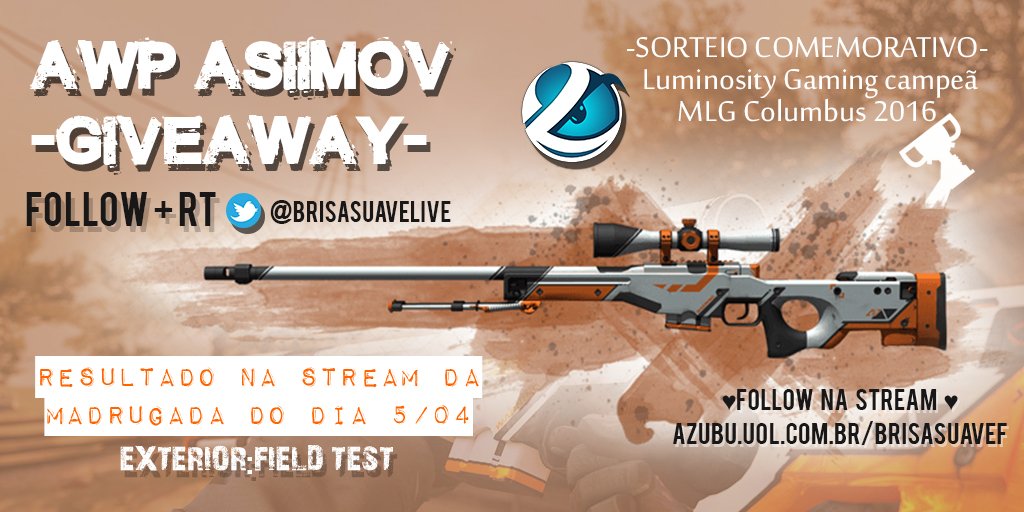 familiamadeira's tweet image. 💙👊AWP GIVEAWAY💙👊
sorteia.eu/ddU
FOLLOW + RT aqui!!!
Sorteio comemorativo
@Luminosity campeã MLG 2016
♛♛♛♛♛