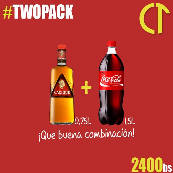mibodegonct's tweet photo. #CocaCola y #RonCacique son los protagonistas del *Combo Estrella* ¡Aprovéchalo en #MiBodegonCT por tan sólo 2400bs! https://t.co/yCkfPLztrd