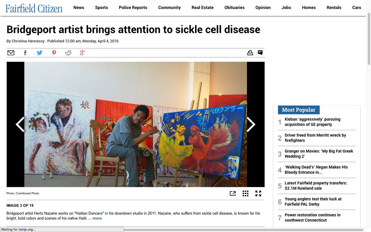 Nazaire73's tweet photo. #BridgeportCT artist brings attention to sickle cell disease https://t.co/nom64qPBnb #Art @NobodyCares1910 #Art4Cure https://t.co/k8cYJHfjvj
