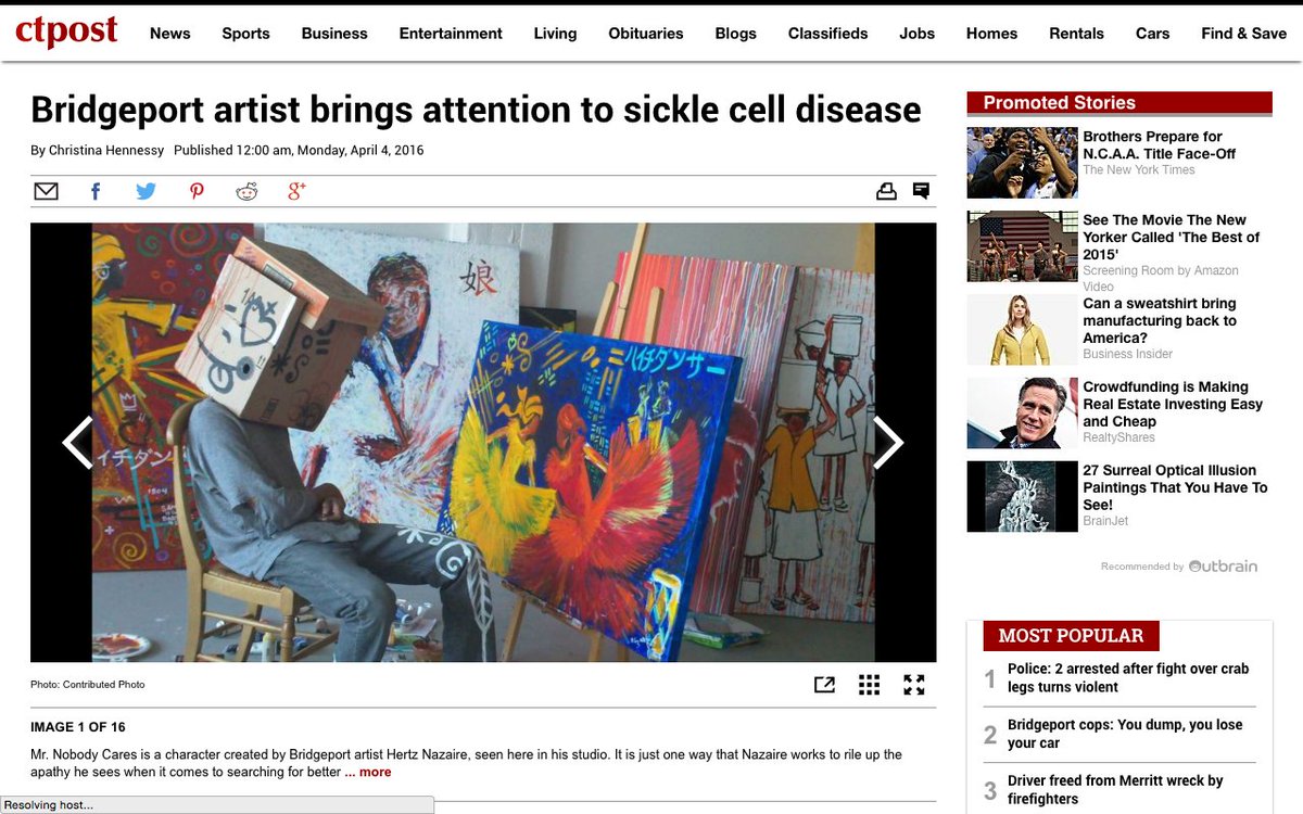 Nazaire73's tweet photo. #BridgeportCT artist brings attention to sickle cell disease https://t.co/nom64qPBnb #Art @NobodyCares1910 #Art4Cure https://t.co/k8cYJHfjvj