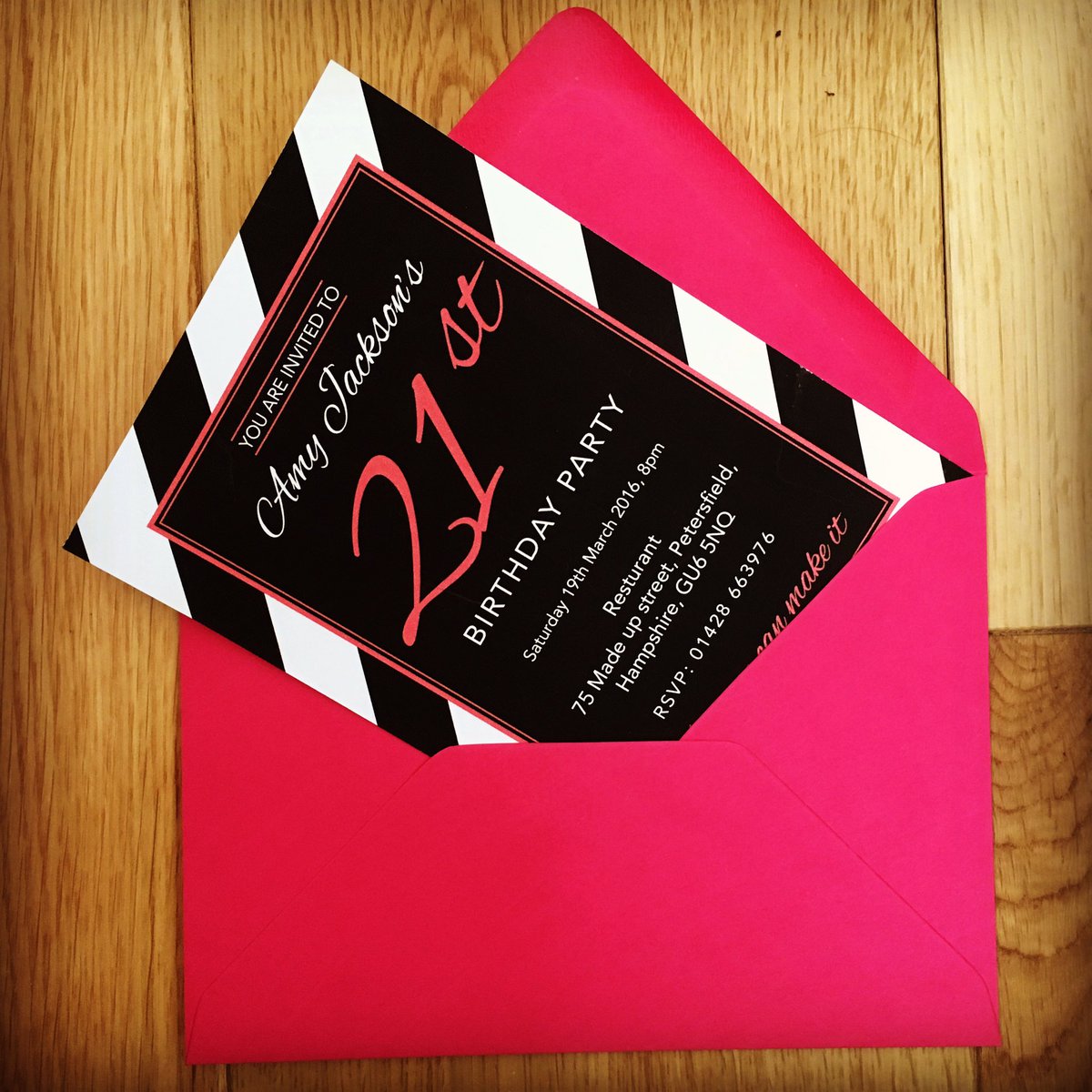 berrydesigns20's tweet photo. 21st birthday invite 🍾🍸 #invitedesign #pinkandblack #21 #graphicdesign #birthday #design #personaliseddesign #print https://t.co/mpD7igbFla