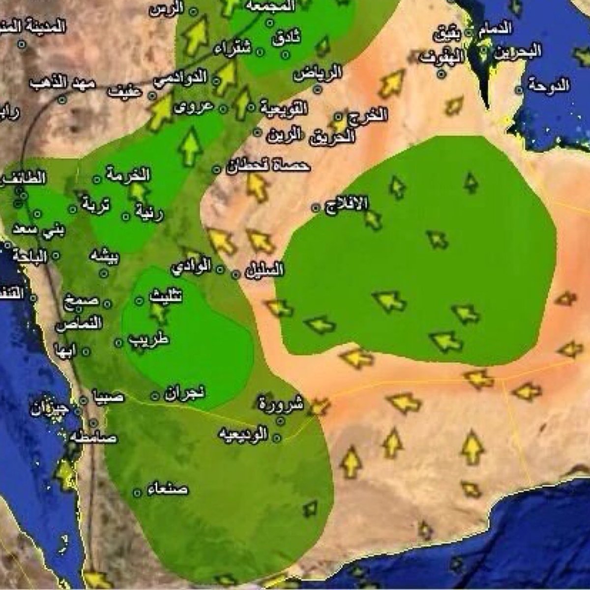 توقعات الامطار غداً باذن الله
#الثلاثاء