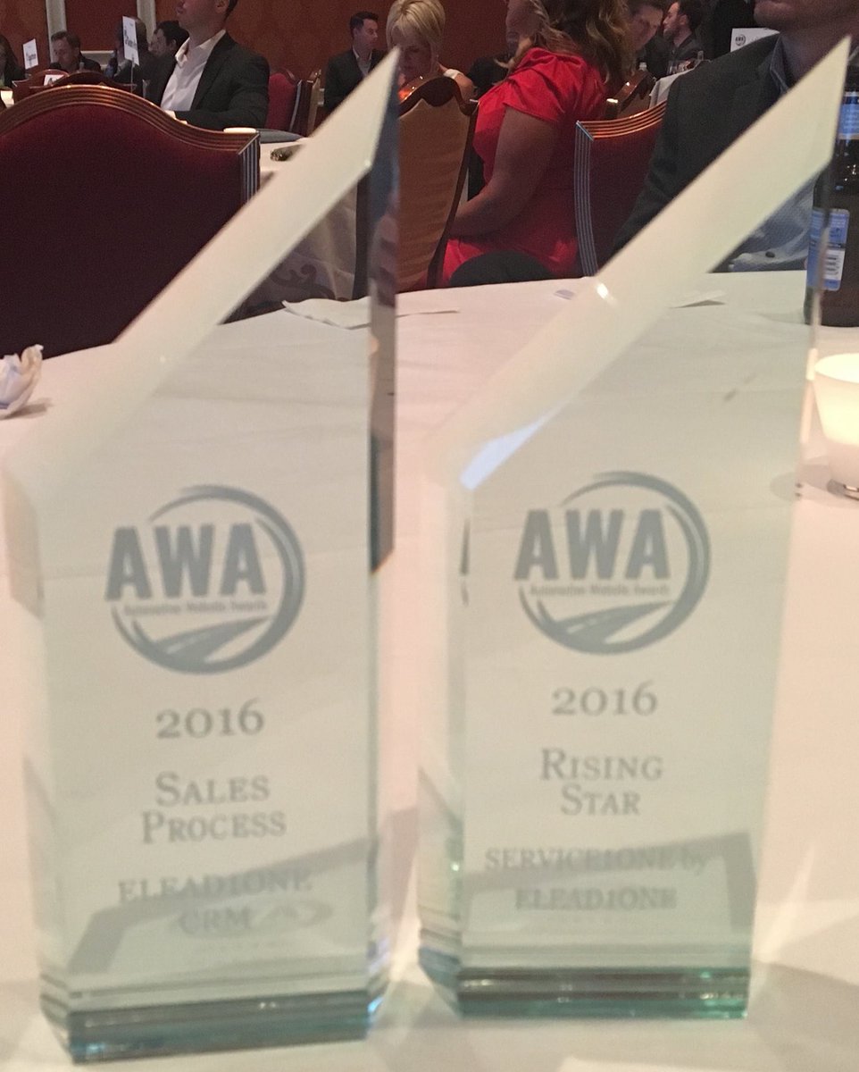 MarkQueenELEAD1's tweet photo. Proud of Team @eleadcrm for bringing home two awards at Thursday night's #2016AWA for our #CRM and #SERVICE1ONE! https://t.co/TVvshJ6Rs2