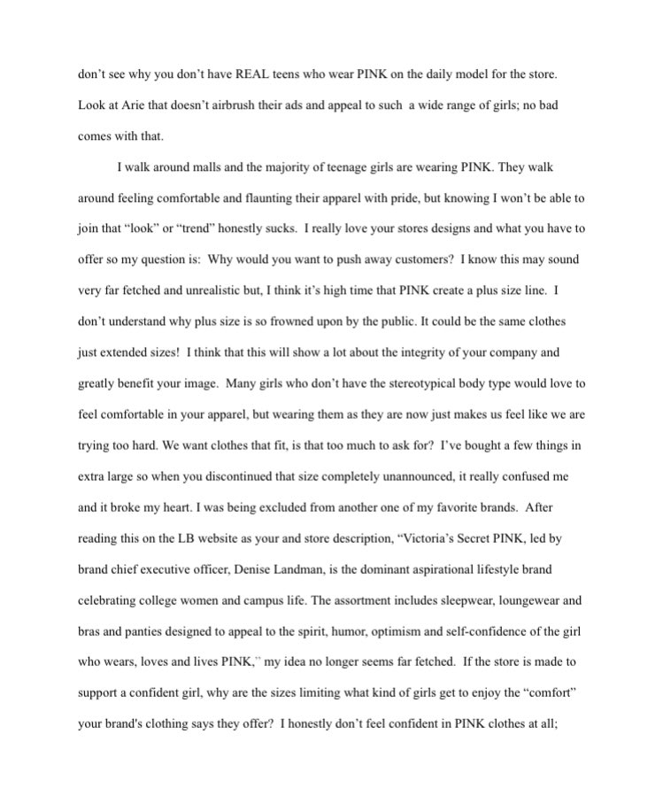 LindSay_RW's tweet photo. This letter to the CEO of @VSPINK  thats been mailed and emailed to multiple people... https://t.co/aPV51faIQv