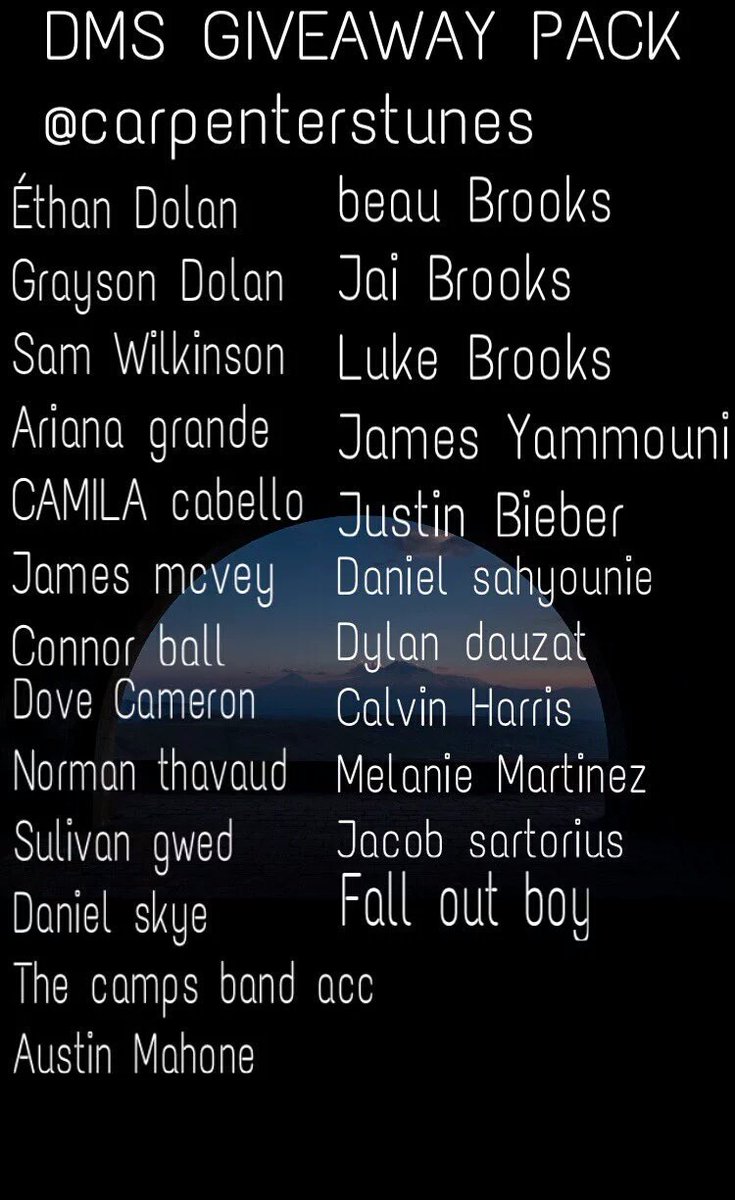 dmsologirls's tweet photo. I want to win @CARPENTERSTUNES solo dm pack #carpenterstunesdmspackgiveaway
SAVED ACCOUNT https://t.co/qQbmkoMx4g
