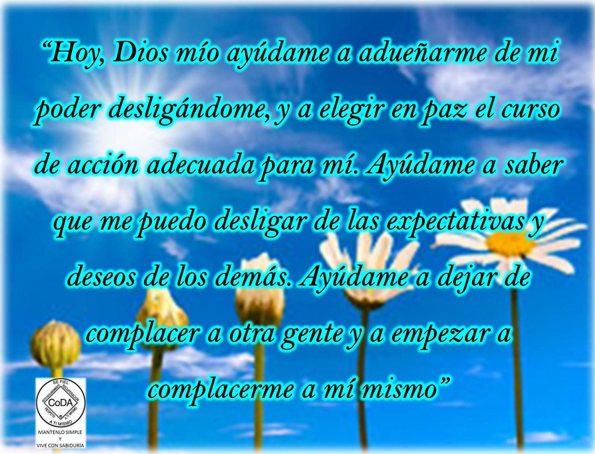 codacandelaria's tweet photo. “Hoy, Dios mío ayúdame a adueñarme de mi poder desligándome, y a elegir en paz el curso de acción adecuada...” https://t.co/gM7tm0QhEG