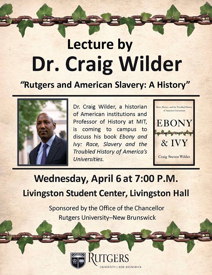 craigswilder's tweet photo. Looking forward to a lively dialogue this Wednesday @RutgersU. https://t.co/r0nzJfRaaU