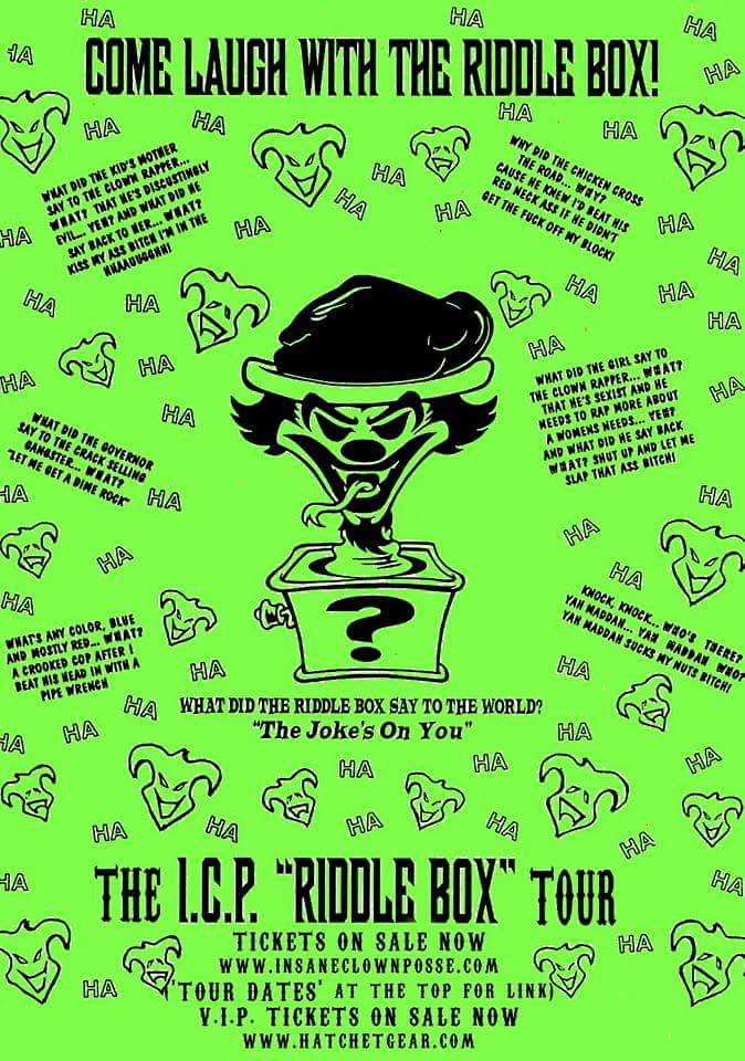 Get you tickets soon homies #insaneclownposse #riddlebox #OnceInALifetime #freshness #juggalo #juggalette