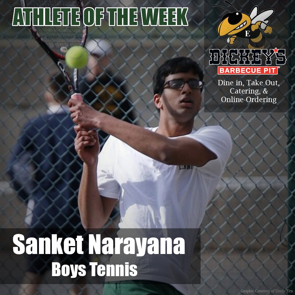 scotty1021's tweet photo. Time to announce this week's @Dickeys BBQ Athlete of the Week.
Congrats to @EHS_Btennis senior @sanketnarayana https://t.co/Y7QYwkbjZE