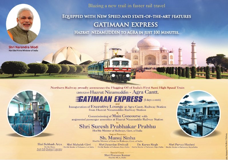 drm_dli's tweet image. Tdy IR ushers in to the age of #HighSpeedTrains wth Launch of #GatimaanExpress by HonbleMR @sureshpprabhu frm NZMStn
