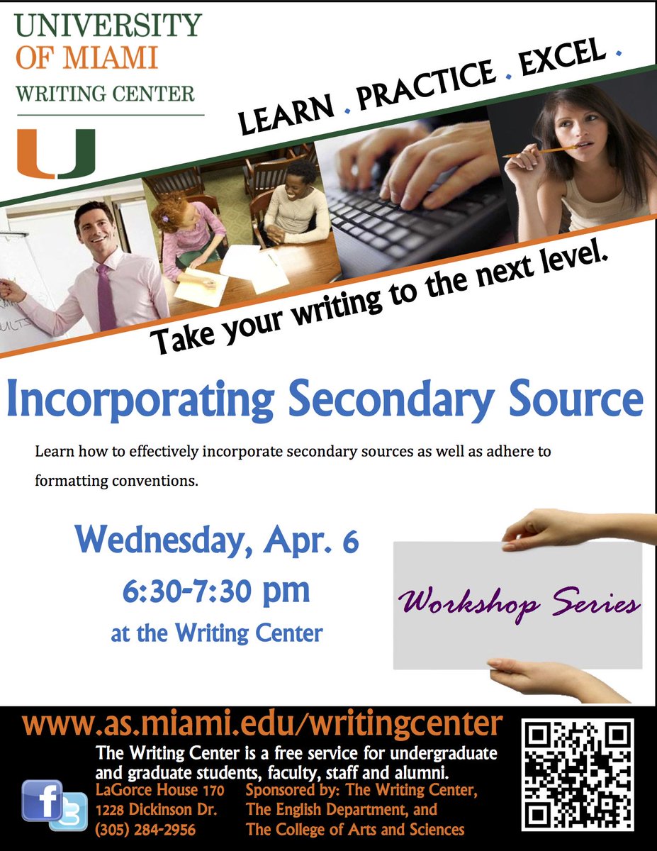 UMWritingCenter's tweet image. Need some help working with secondary sources? Come to our Wed. workshop for tips on how to use &amp;amp; cite your sources!