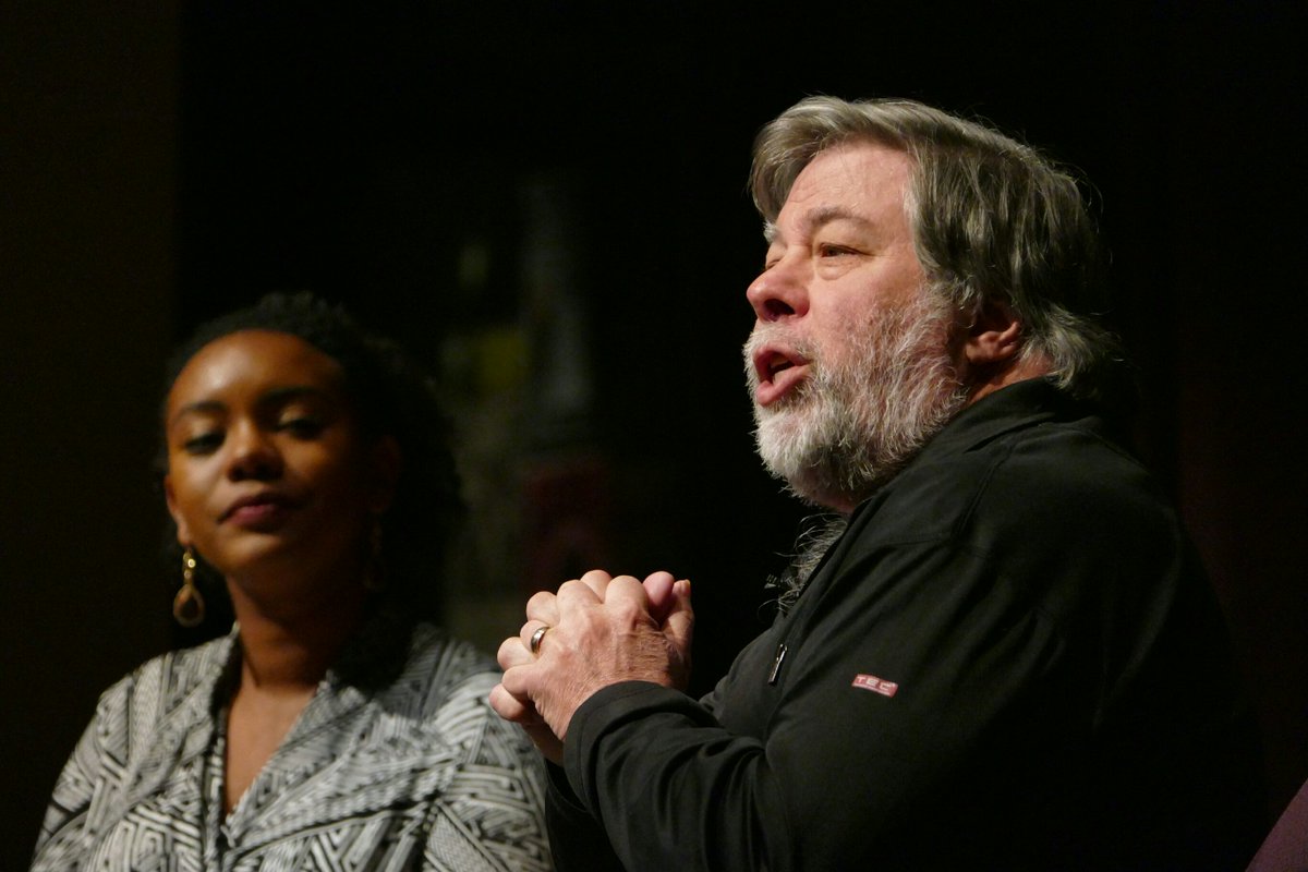 The <a href="/CWABoulder/">CWA Boulder</a> Keynote Address with <a href="/SteveWoz/">Steve Wozniak</a> and #CUBoulder student Anneliese Wilson. Photo: <a href="/glennatcu/">G. Asakawa</a> #CWA2016