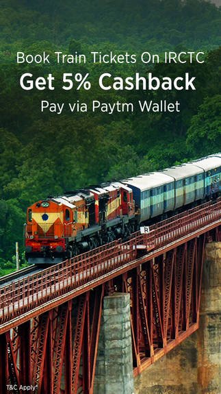 DealsCompile's tweet photo. Get flat 5% cashback when you pay via paytm wallet @IRCTC_Ltd E-Ticket .

Details @ https://t.co/6LVPJZJYwt https://t.co/ujdAg0bzsE