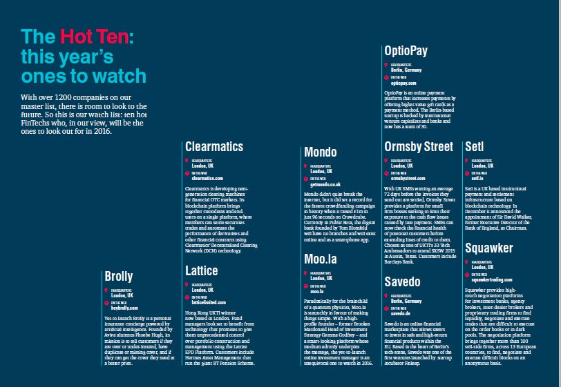 TheFinTech50's tweet photo. Meet this year's Hot Ten @savedo @clearmatics @getmondo @OptioPay @MoolaTeam https://t.co/QvXvSImeSr #fintech50 https://t.co/dQj6GsKxXE