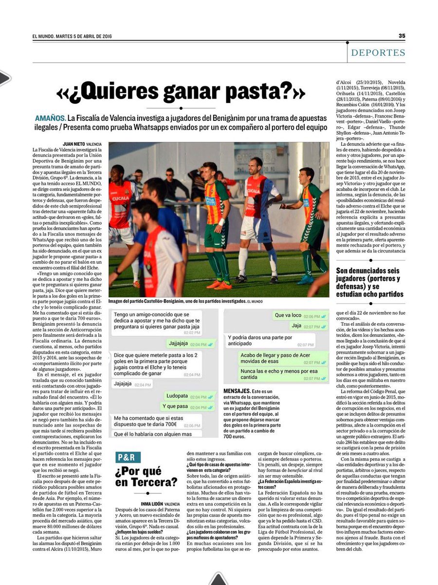 Etegus's tweet image. Amaños en Tercera por 700 euros elmundo.es/deportes/2016/… vía @elmundoes