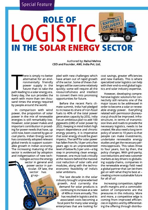 awlindia's tweet image. Logistics in Solar Energy @smartenergymag #solarlogistics #renewableenergy #ClimateAction #solarpanel #sustainable