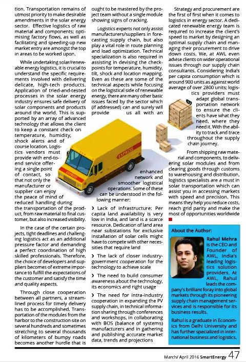 awlindia's tweet image. Logistics in Solar Energy @smartenergymag #solarlogistics #renewableenergy #ClimateAction #solarpanel #sustainable