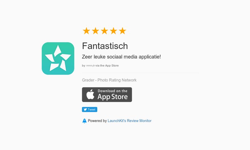 GoGrader's tweet image. 5 Star Review: "Fantastisch: Zeer leuke sociaal media applicatie!" launchkit.io/reviews/no0twC…