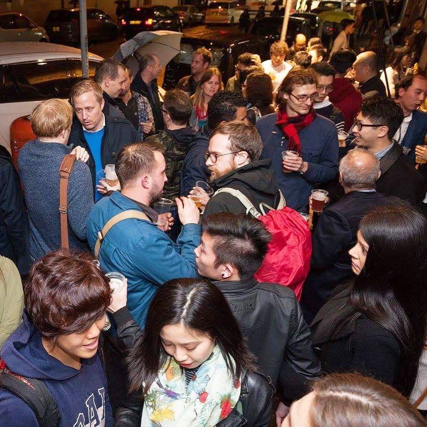 CoasterMag's tweet photo. Wow! We took over the entire sidewalk during our launch party 🍻✨ #CoasterMag #GrabACoaster https://t.co/wzXIkdXbqe https://t.co/7Ji1qt0bvG