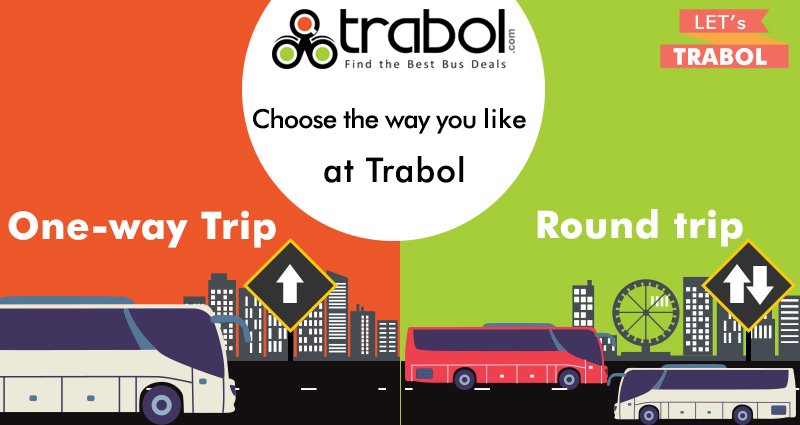 traboldeals's tweet photo. Whether it is one-way or a round trip, Choose the way you like at Trabol #TrabolDeals #BusBooking #BusTicketBooking https://t.co/ZrXH5972TB