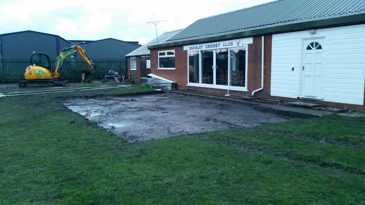 BuckleyCC's tweet photo. Our patio now in progress.We are delighted to receive a grant from @ECB_cricket for new outdoor furniture #grateful https://t.co/n2r6mVw7lP