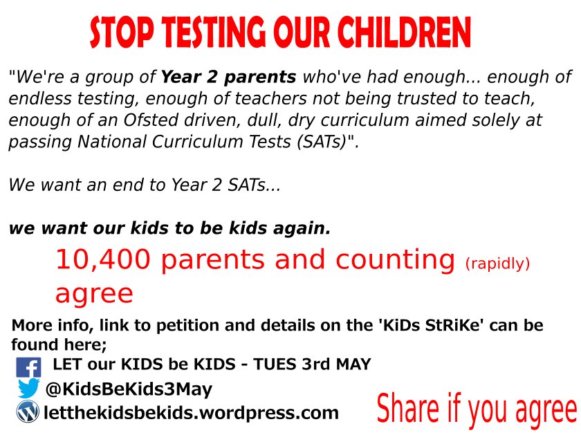 CREducation2016's tweet photo. Parents join the fight for education #BoycottTheSATs #ParentPower https://t.co/ae1Ads9Nlp