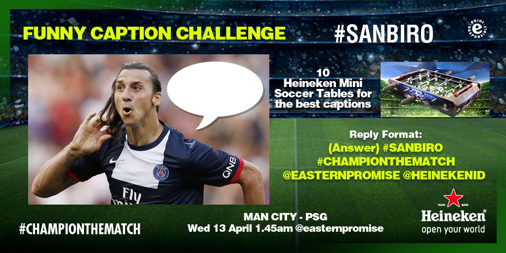EasternPromise's tweet photo. Win a Mini Soccer Table and Join our funny caption challenge #sanbiro #ChampionTheMatch @HeinekenID @EasternPromise https://t.co/657jEwFxsL