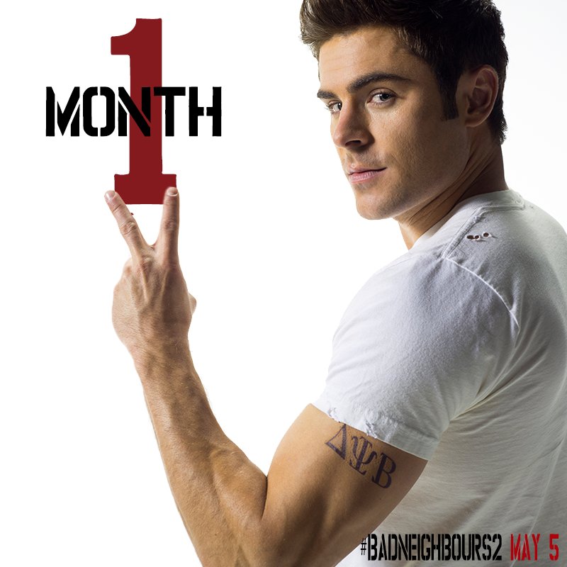 UniversalPicsAU's tweet photo. The party begins in 1 month!
#BadNeighbours2 https://t.co/6yjdfySosf