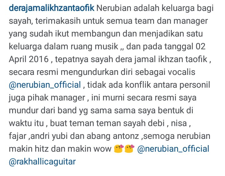 Statement pengunduran diri resmi dari pihak Dera.