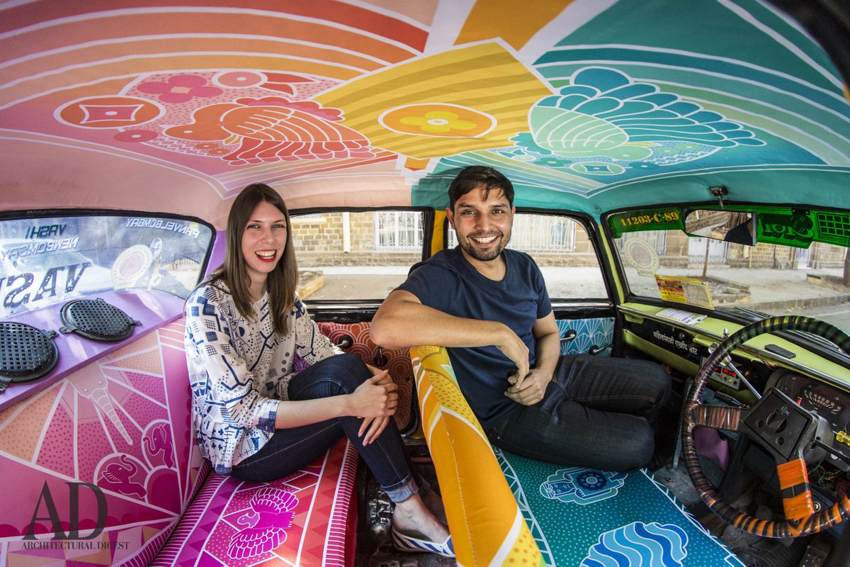 We created a rainbow effect inside our Art Deco inspired @TaxiFabric for @archindia taxifabric.org/safomasi