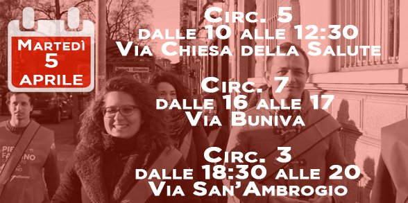 noisiamotorino's tweet photo. Gli appuntamenti di oggi! Vuoi info? Puoi chiamare il 328.0033558 #NoiSiamoTorino #Circ3 #Circ5 #Circ7 https://t.co/hJbbvO3n4B