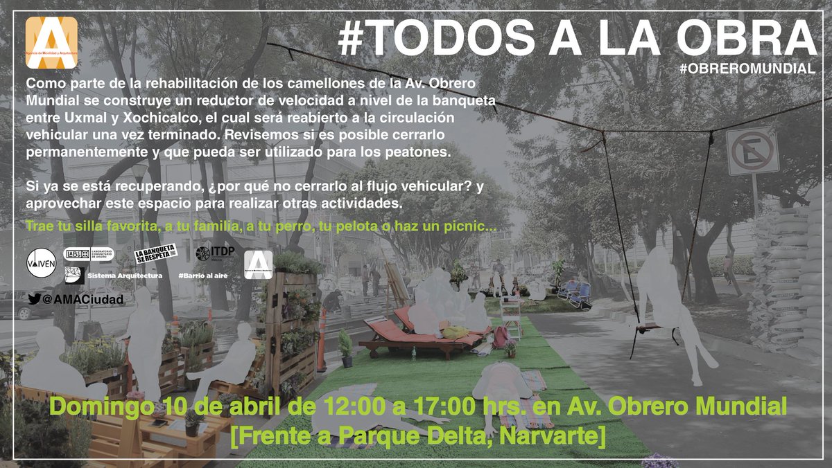 AMACiudad's tweet photo. Activemos el espacio en la Av. Obrero Mundial y revisemos si es posible cerrarlo al auto #maspeatones #menosautos https://t.co/c31XRD9JL3