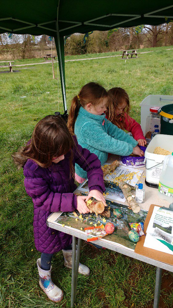 Making bird feeders at the @CountessPark Easter event@tcvnatnetworks@countessofchester@hlf@thelandtrust@merseyforest