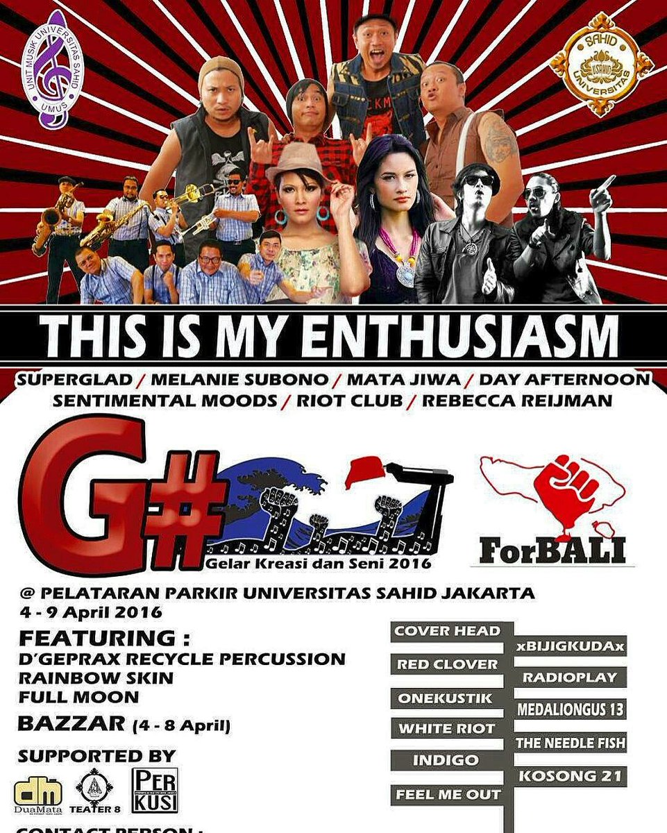 TODAY!!  THIS IS MY ENTHUSIASM w/ @sentimoods <a href="/matajiwa/">elsan bayu lian</a> <a href="/superglad_band/">SUPERGLAD</a> <a href="/melaniesubono/">ATOR Protocolً</a>   at  Univ  Sahid, Jakarta