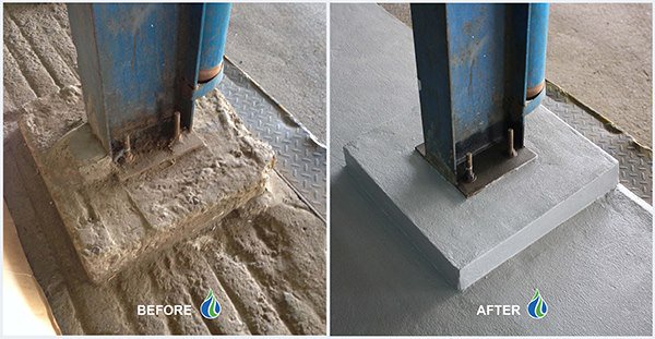 SealProSA's tweet photo. Concrete base repaired, Rusted steel column baseplate converted and sealed. #SealPro #PosiScreed and #Referro https://t.co/QR7JZmXDEK